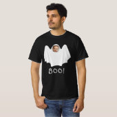 Custom Foto Ghost BOO glücklich Halloween Spooky S T-Shirt (Vorne ganz)