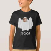 Custom Foto Ghost BOO Spooky Happy Halloween T-Shirt (Vorderseite)