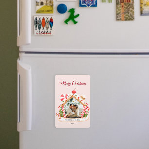 Custom Foto Gingerbread House Frohe Weihnachten Magnet