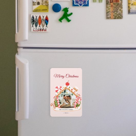 Custom Foto Gingerbread House Frohe Weihnachten Magnet