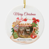 Custom Foto Gingerbrei House Weihnachten Keramik Ornament (Vorne)