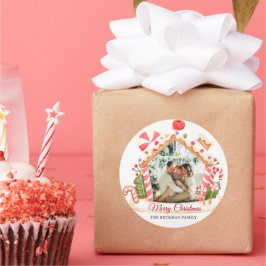 Custom Foto Gingerbrei House Weihnachten Runder Aufkleber