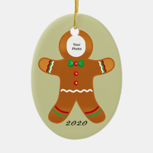 Custom Foto Gingerbrot Man Weihnachten Keramik Ornament (Vorne)