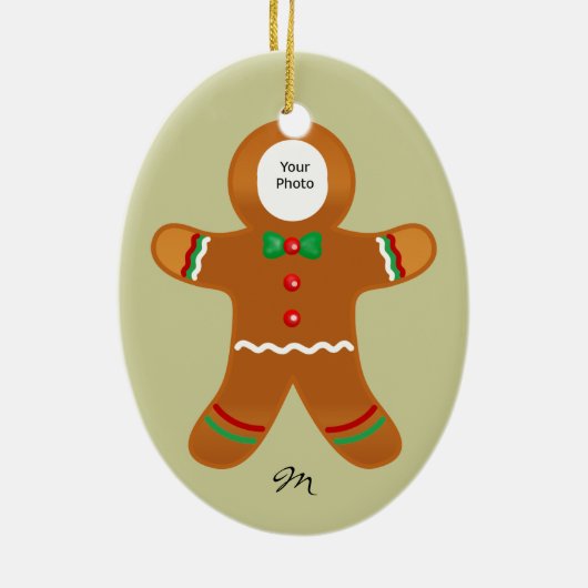 Custom Foto Gingerbrot Man Weihnachten Keramik Ornament (Hinten)