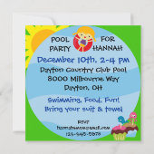 Custom Foto Girl Pool Party Geburtstag schwimmen Einladung (Rückseite)