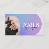 Custom Foto Glitzer Sparkling Nail Beauty Salon Visitenkarte (Vorderseite)