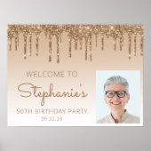 Custom Foto Gold 50. Geburtstag Willkommen Poster (Vorne)