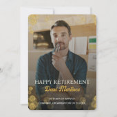 Custom Foto Gold Confetti Happy Retirement Party Einladung (Vorderseite)