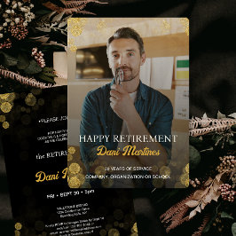 Custom Foto Gold Confetti Happy Retirement Party Einladung
