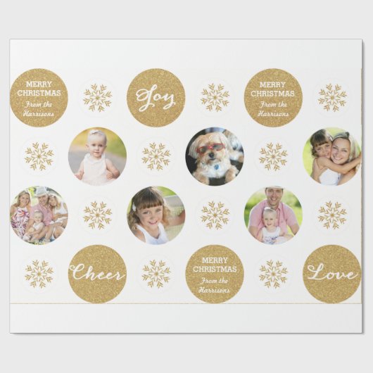 Custom Foto Gold Glitzer Look Geschenkartikel Geschenkpapier (Flach)