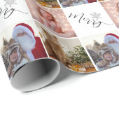 Custom Foto Gold Glitzer Snowflake Weihnachtsfeier Geschenkpapier (Rolleneckpunkt)