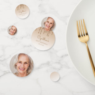 Custom Foto Gold Glitzer Tropfen 60. Geburtstag Konfetti