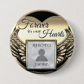 Custom Foto Gold Memorial Heart Button (Vorderseite)