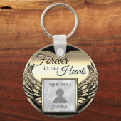 Custom Foto Gold Memorial Heart Keychain Schlüsselanhänger (Vorderseite)