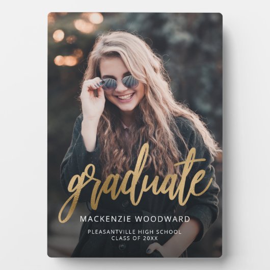 Custom Foto Gold Script Abschluss Fotoplatte (Vorderseite)