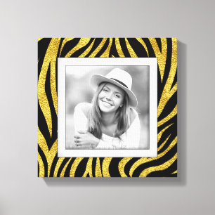 Custom Foto Gold Zebra Leinwanddruck