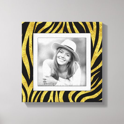 Custom Foto Gold Zebra Leinwanddruck (Vorderseite)