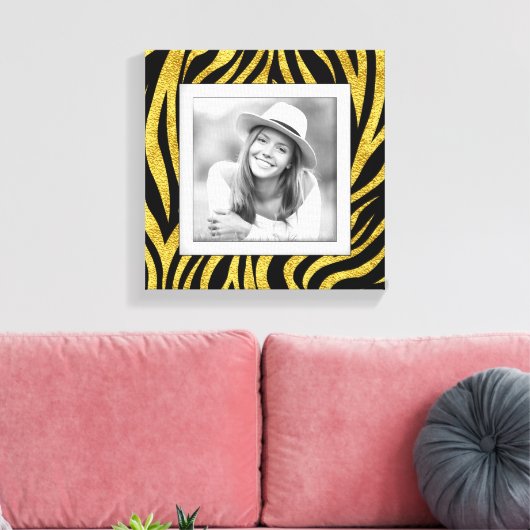 Custom Foto Gold Zebra Leinwanddruck (Insitu (Wohnzimmer))