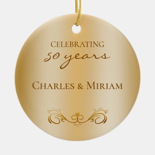 Custom Foto Golden 50. Wedding Anniversary Geschen Keramik Ornament (Vorne)