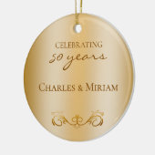 Custom Foto Golden 50. Wedding Anniversary Geschen Keramik Ornament (Links)