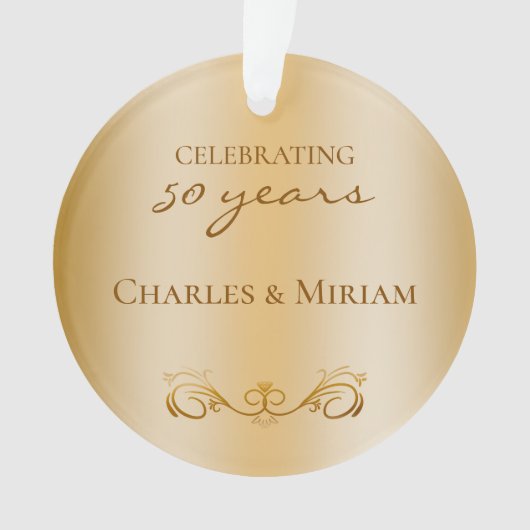 Custom Foto Golden 50. Wedding Anniversary Geschen Ornament (Vorderseite)