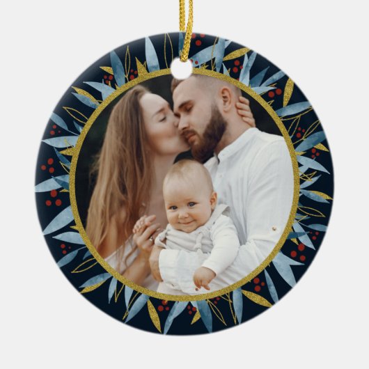 Custom Foto Golden Botany Keramik Ornament (Vorne)