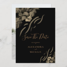 Custom Foto Golden Iris Blume Black Wedding