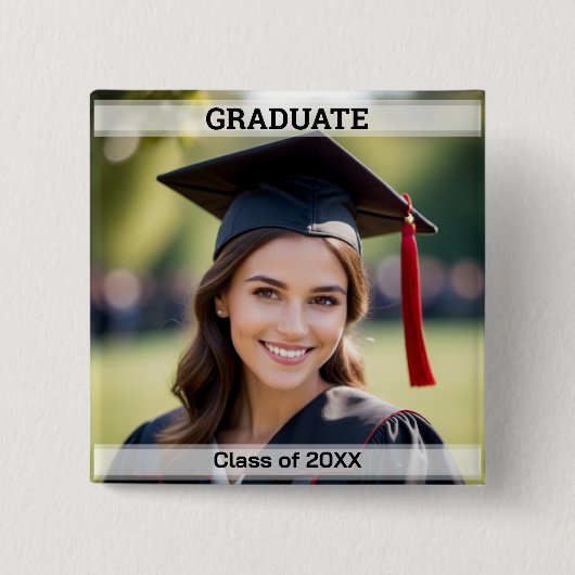 Custom Foto Graduate Class of 20XX Abschluss Button (Vorderseite)