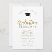 Custom Foto Graduate Elegantes Gold Weißes Skript Einladung (Rückseite)