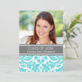 Custom Foto Graduation Party Einladung Aqua (Stehend Vorderseite)