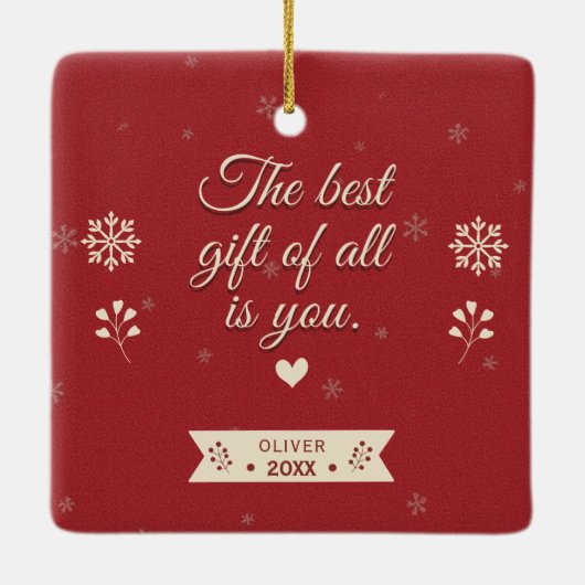 Custom Foto Grandeltern Erste Weihnachten Keramikornament (Rückseite)