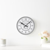 Custom Foto Grau Modernes Minimalistisch Runde Wanduhr (Zuhause)