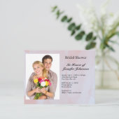 Custom Foto Gray Marble Bridal Dusche Einladung Postkarte (Stehend Vorderseite)