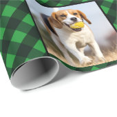 Custom Foto Green Buffalo Kariert Feiertag Weihnac Geschenkpapier (Rolleneckpunkt)