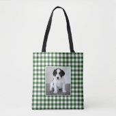 Custom Foto Green Gingham Karo Muster Tasche (Vorderseite)