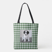 Custom Foto Green Gingham Karo Muster Tasche (Rückseite)