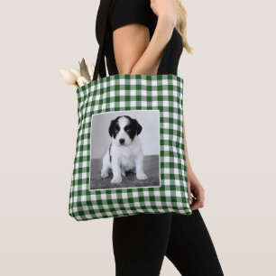 Custom Foto Green Gingham Karo Muster Tasche