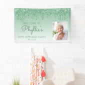 Custom Foto Green Glitzer Tropfen 80. Geburtstag Banner (Insitu)