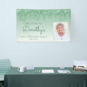 Custom Foto Green Glitzer Tropfen 90. Geburtstag Banner (Messeveranstaltung)
