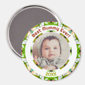 Custom Foto Green Mother's Day Best Mummy Ever Magnet (Vorderseite/Rückseite)