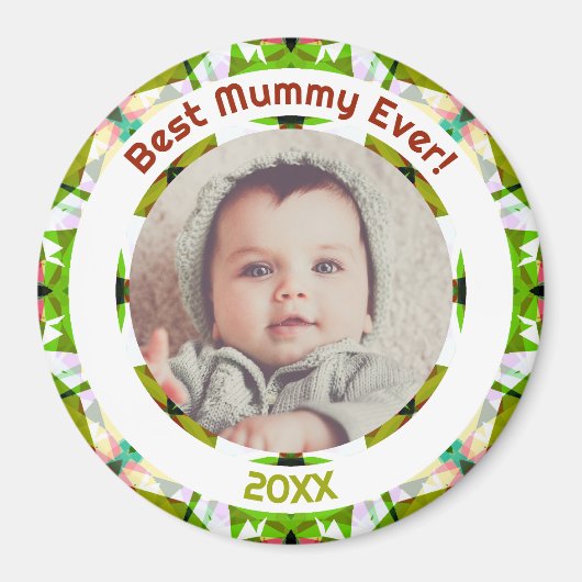 Custom Foto Green Mother's Day Best Mummy Ever Magnet (Vorne)