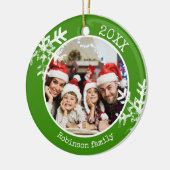 Custom Foto Green Snowflake Keramik Ornament (Links)