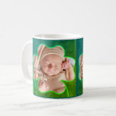 Custom Foto Green St. Patrick's 4Leaf Kleeblatt Kaffeetasse (Vorderseite Links)