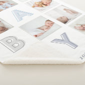 Custom Foto Grid Collage Modern Baby Block Letter Sherpadecke (3/4)