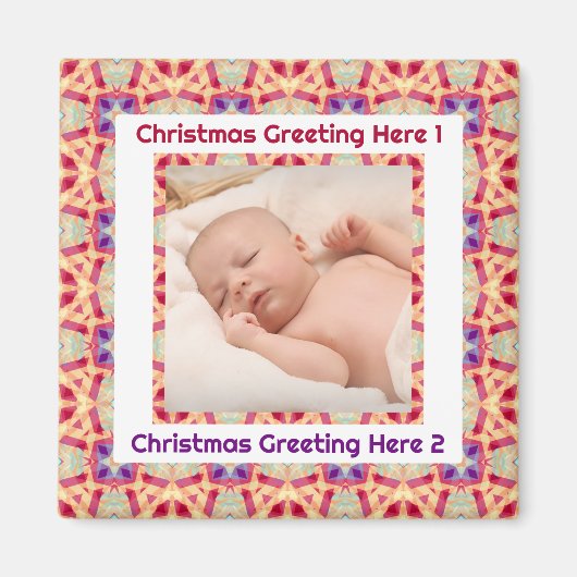 Custom Foto Gruß Jolly Happy First Christmas Magnet (Vorne)