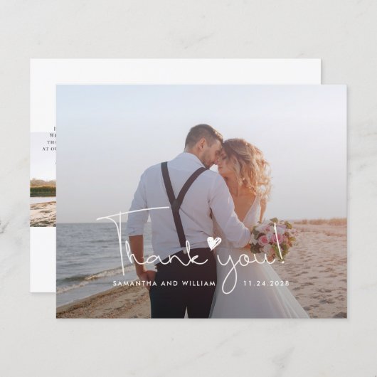 Custom Foto Handgeschriebene Hochzeit Dankeschön K (Vorne/Hinten)