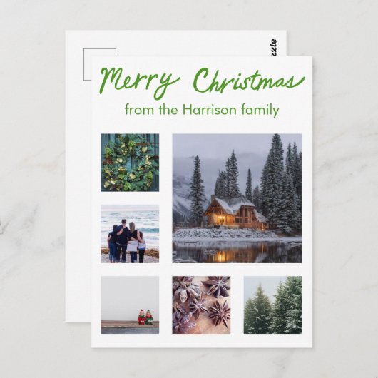 CUSTOM FOTO Handlettering Frohe Weihnachtsfeiertag Postkarte (Vorne/Hinten)