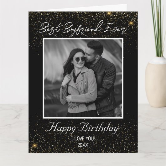 Custom Foto Happy Birthday Best Boyfrien jemals Karte (Vorderseite)