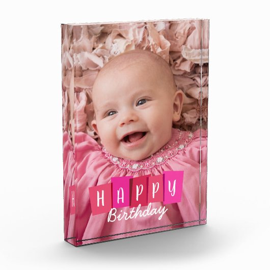 Custom Foto Happy Birthday Block (Links)