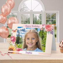 Custom Foto Happy Birthday Hübsch Floral Elegant